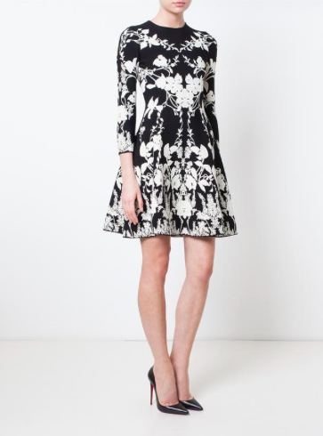 Floral Patterned Knit Mini Dress